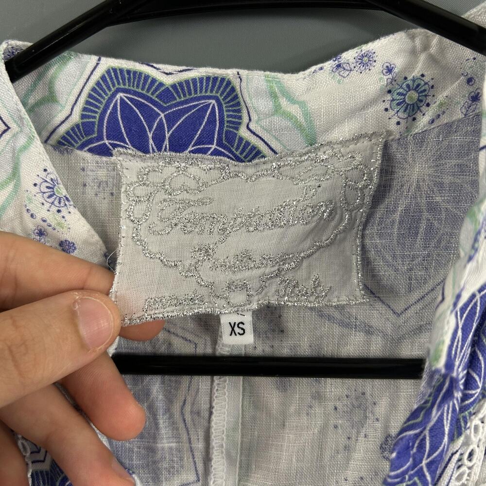 Temptation Positano Dress XS Ieranto Linen Maxi Blue Floral Boho Sundress Italy - Picture 8 of 13